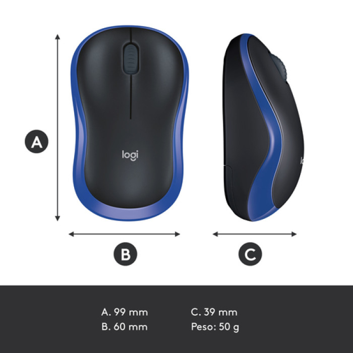 МИШКА LOGITECH M185 - Wireless - Blue - P№ 910-002236