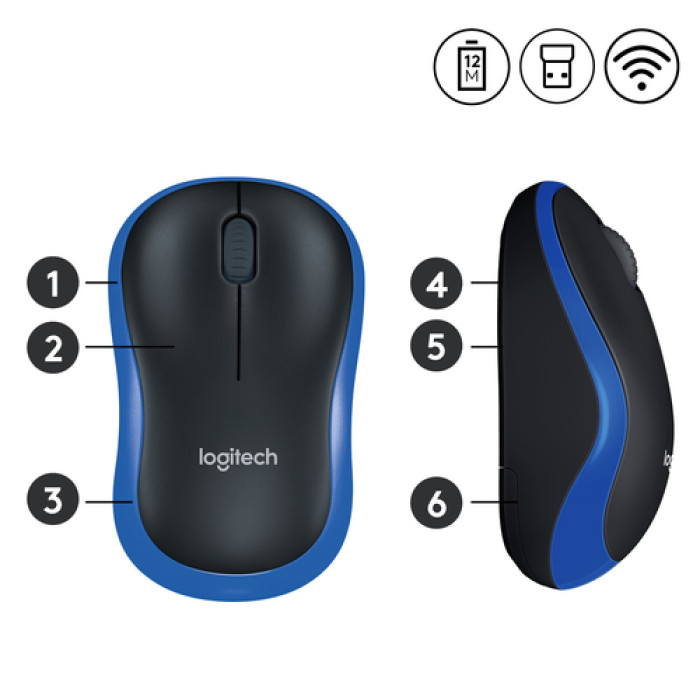 МИШКА LOGITECH M185 - Wireless - Blue - P№ 910-002236