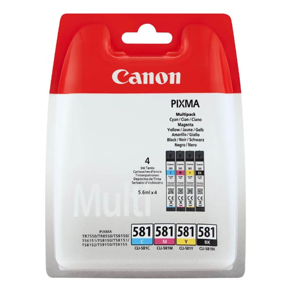 КОМПЛЕКТ 4 ГЛАВИ CANON PIXMA TR 7550/8550/TS 6150/6151/8150/8151/8152/9150/9155 - Multipack - 4 ink tanks - /581/ - CLI-581BK/CLI-581C/CLI-581M/CLI-581Y - P№ 2103C004