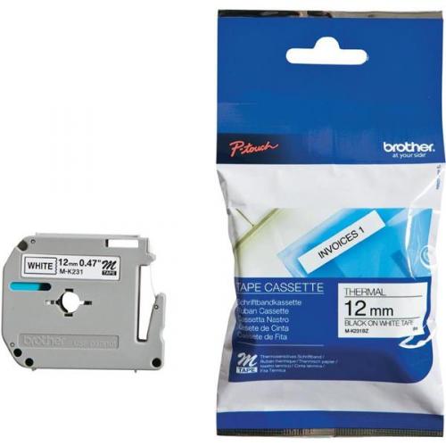 ЛЕНТА ЗА ЕТИКЕТНИ ПРИНТЕРИ BROTHER P-Touch/P-Touch M  - 12 mm x 4,00 m - BLACK ON WHITE TAPE - P№ MK-231BZ