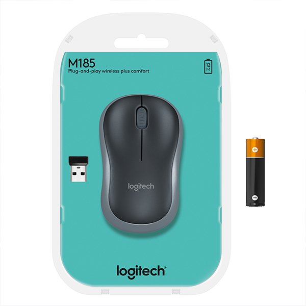 МИШКА LOGITECH M185 - Wireless - Grey - P№ 910-002235