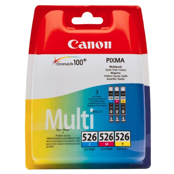 КОМПЛЕКТ 3 ГЛАВИ CANON PIXMA iP 4850/MG 5150/5250/6150/8150 - Multi pack - 3 ink tanks - /526/ - CLI-526C/CLI-526M/CLI-526Y - P№ 4541B009