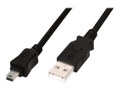 КАБЕЛ USB DIGITUS - USB-A to mini USB - 1,8 m - Black - PN AK-300130-018-S