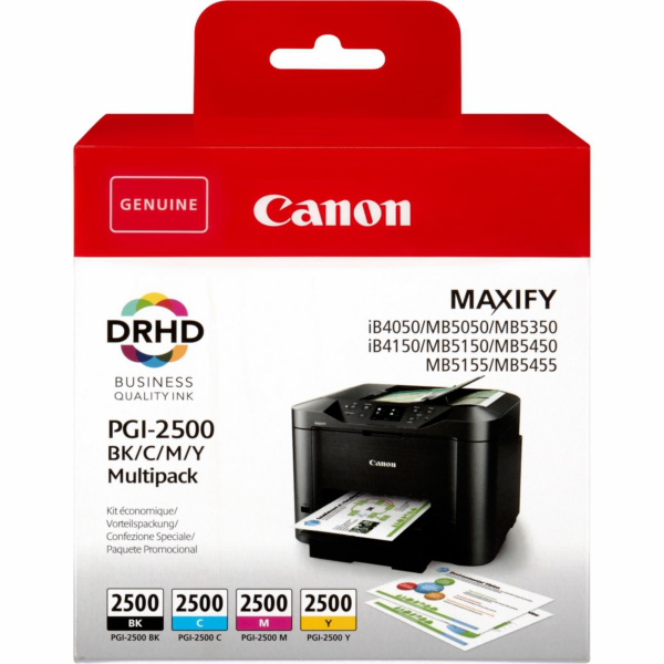 КОМПЛЕКТ 4 ГЛАВИ ЗА CANON MAXIFY MB5150/5350/MAXIFY IB4155/4050 - Multi Pack 4 Ink tank - PGI-2500BK/PGI-2500C/PGI-2500M/PGI-2500Y - P№ 9290B004 -  2500 pages / 29,1 ml + 3 x 2100 pages / 9,6 ml