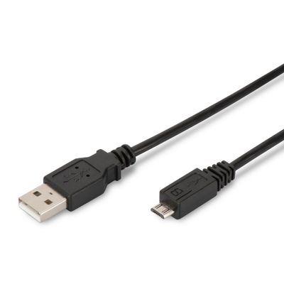 КАБЕЛ USB DIGITUS - USB-A to micro USB-B - 1.8 m - Black - PN AK-300127-018-S