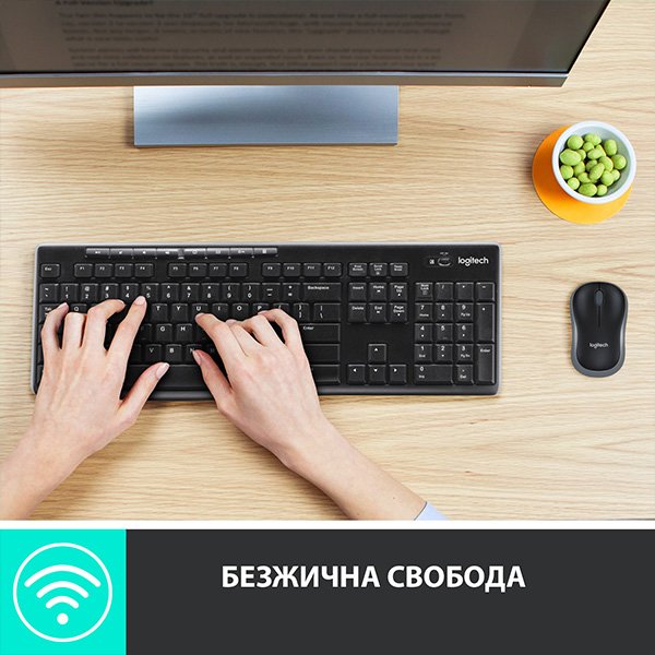 КОМПЛЕКТ МИШКА + КЛАВИАТУРА LOGITECH MK270 US - Wireless - БЕЗ БДС КИРИЛИЗАЦИЯ - Black - P№ 920-004508