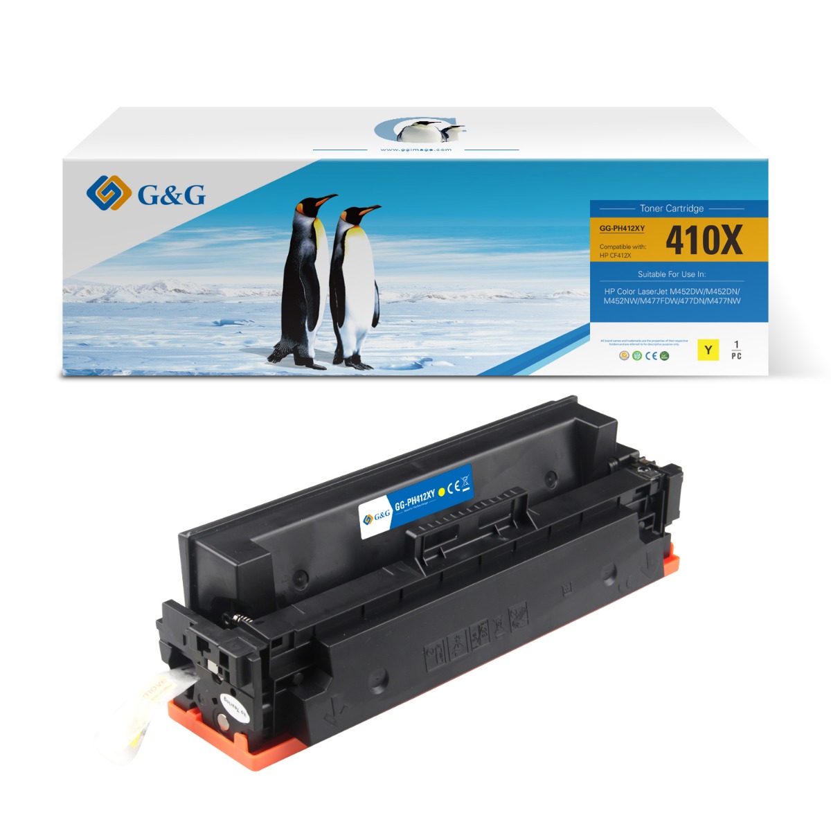 КАСЕТА ЗА HP Color LaserJet Pro M452 series/MFP M477 series - /410X/ - CF412X - Yellow - P№ NT-PH412XY - G&G