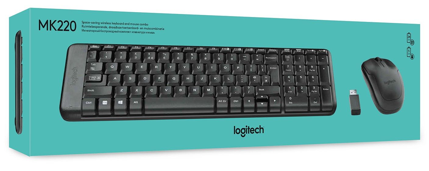 КОМПЛЕКТ МИШКА + КЛАВИАТУРА LOGITECH MK220 US - Wireless - Black - БЕЗ БДС КИРИЛИЗАЦИЯ - P№ 910-003161