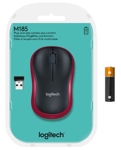 МИШКА LOGITECH M185 - Wireless - Red - P№ 910-002240