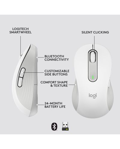 МИШКА LOGITECH M650 L Wireless - White - P№ 910-006240