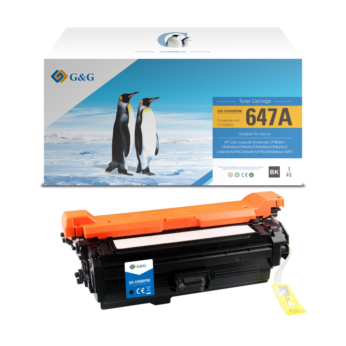 КАСЕТА ЗА HP LASER JET CP 4025/4525 - Black - /647A/ - CE260A - P№ NT-CH260FBK/PH260BK - G&G