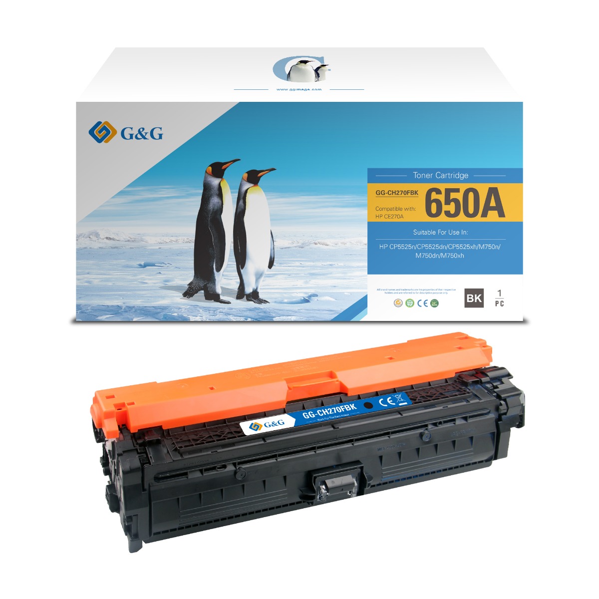 КАСЕТА ЗА HP LASER JET CP 5520 - /650A/ - CE270A - Black - P№ NT-CH270FBK - G&G