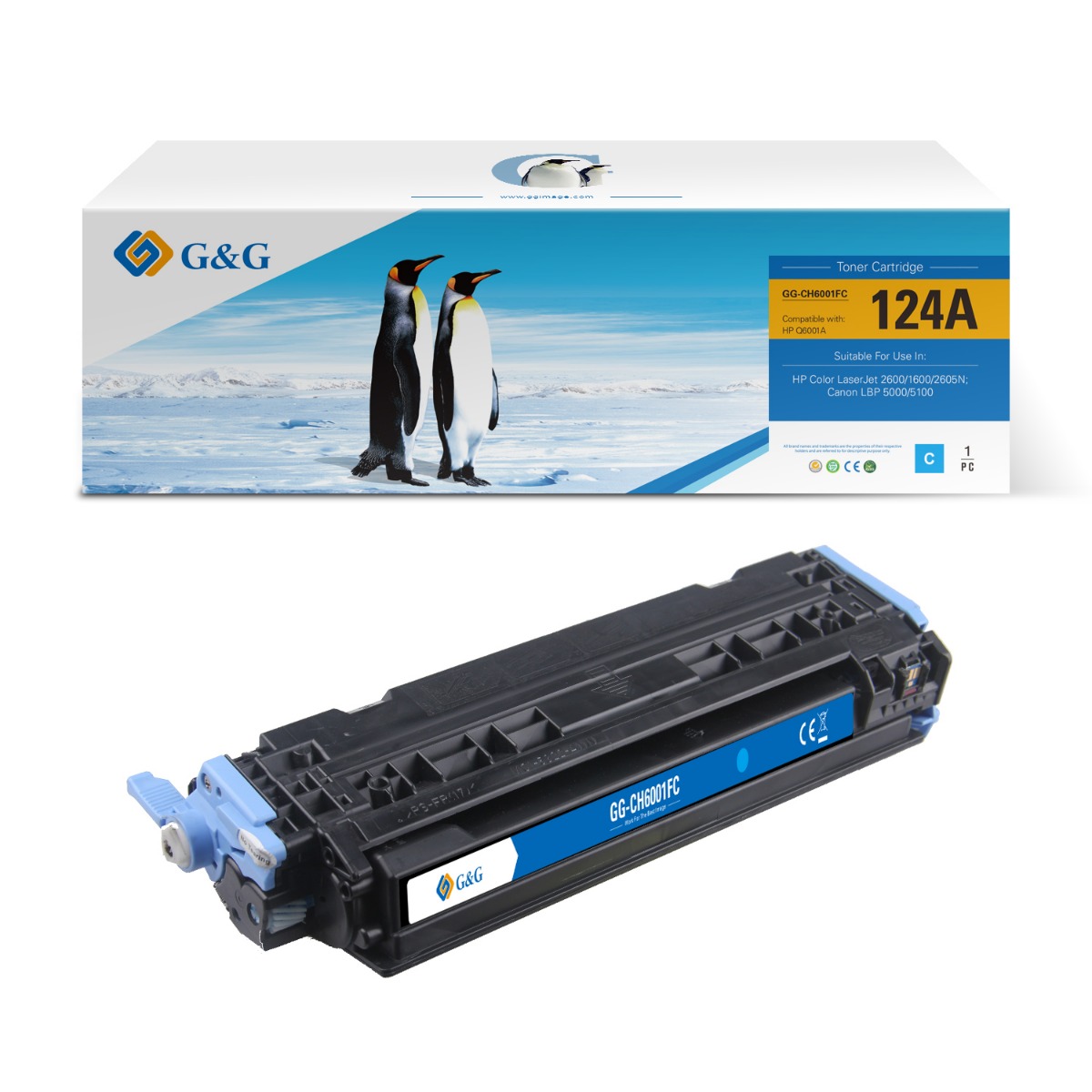 КАСЕТА ЗА HP COLOR LASER JET 2600/1600/2605N/CANON LBP 5000/5100 - /124A/ - Q6001A - Cyan - P№ NT-C6001FC/707FC/NT-CH6001FC - G&G
