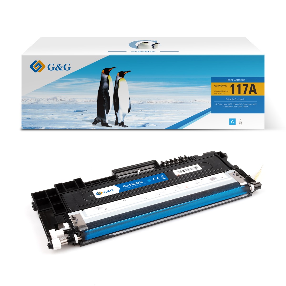 КАСЕТА (JUMBO) ЗА HP COLOR LASER MFP 179FNW/MFP 178NW/150NW - JUMBO - Cyan - /117A/ - W2071A - P№ NT-PH2071C - G&G