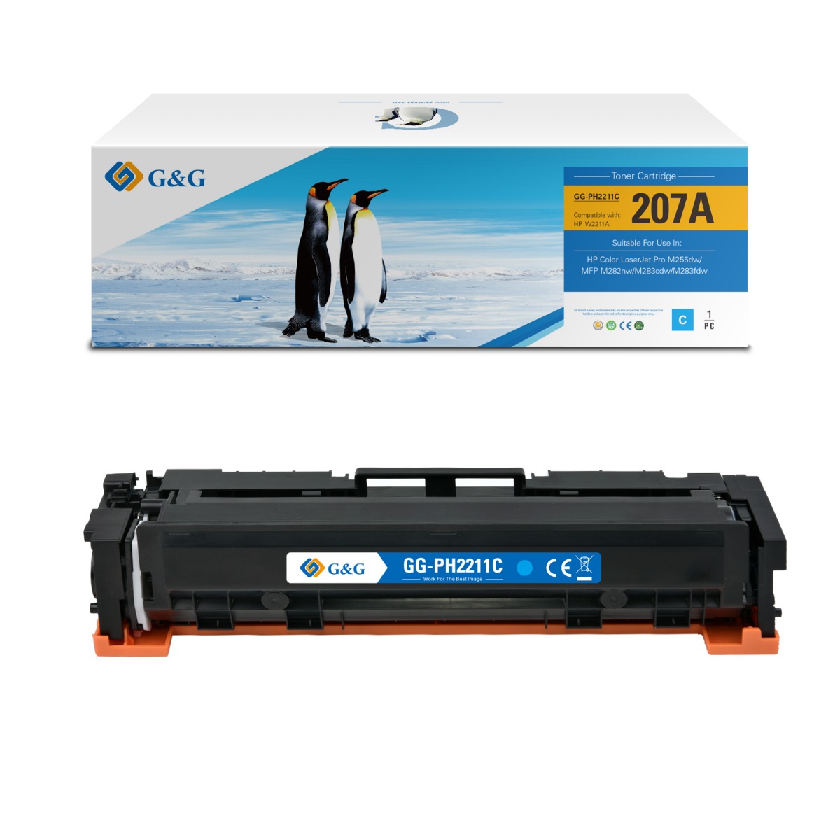 КАСЕТА ЗА HP COLOR LASERJET PRO M255dw/MFP M282nw/M283cdw/M283fdw - /207A/ - Cyan - W2211A - P№ NT-PH2211C - G&G