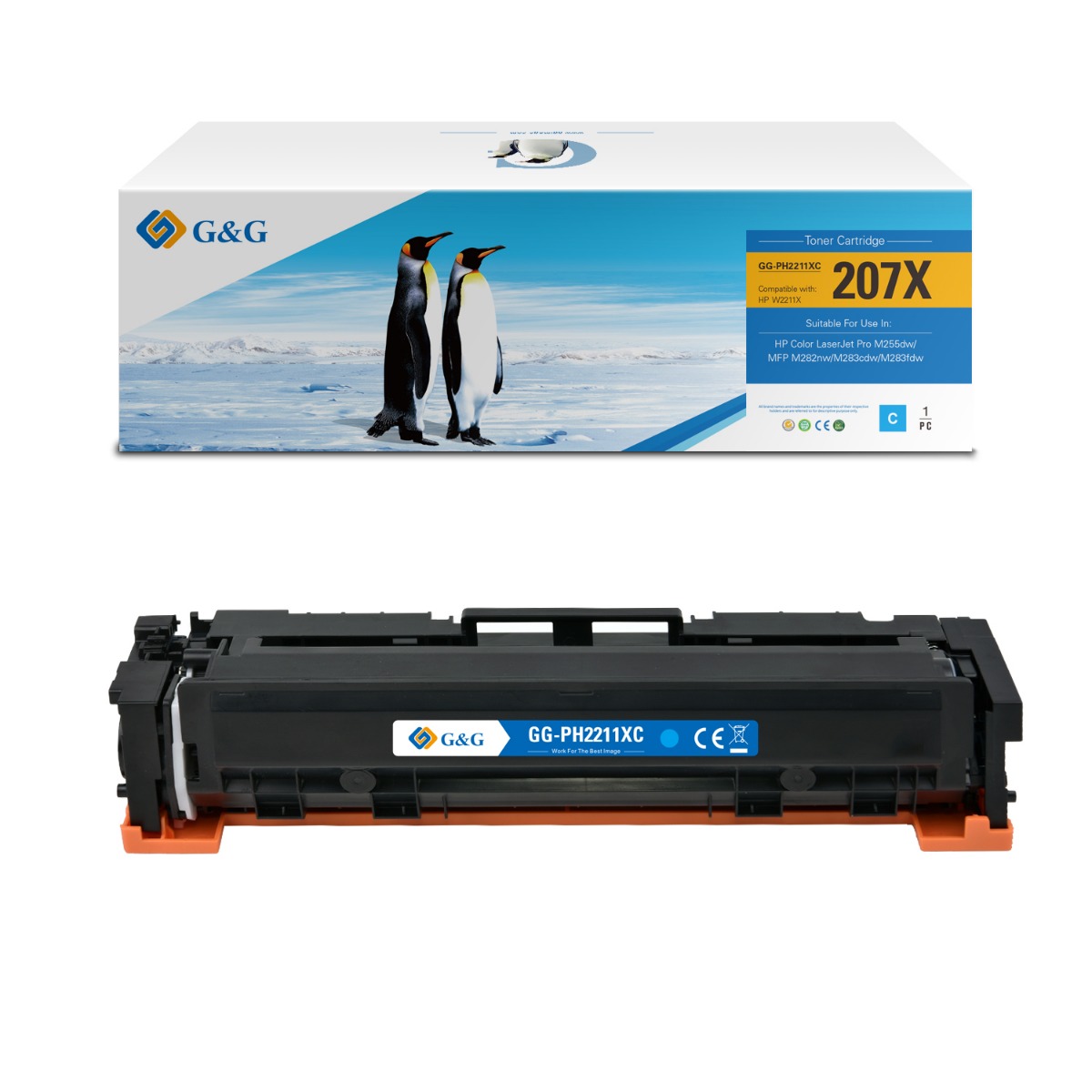 КАСЕТА ЗА HP COLOR LASERJET PRO M255dw/MFP M282nw/M283cdw/M283fdw - /207X/ - Cyan - W2211X - P№ NT-PH2211XC - G&G