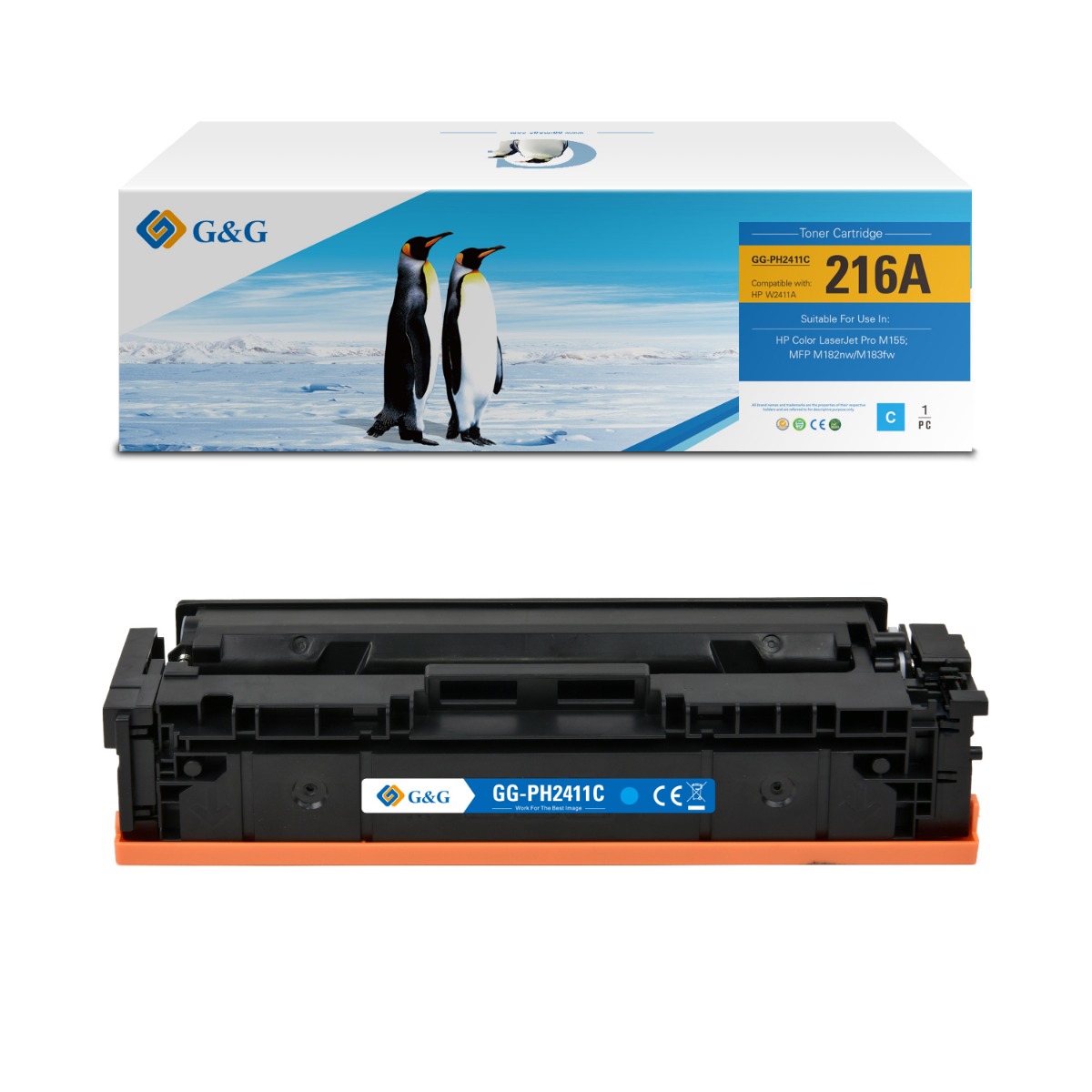 КАСЕТА ЗА HP COLOR LASERJET PRO M155/MFP M182nw/M183fw - Cyan - /216A/ - W2411A - P№ NT-PH2411C - G&G