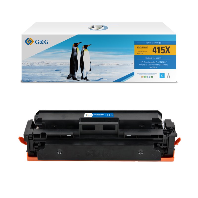 КАСЕТА ЗА HP COLOR LASER JET PRO M454dn/M454dw/MFP M479dw/M479fdn/M479fdw - Cyan - /415X/ - W2031X - P№ NT-PH2031XC - G&G